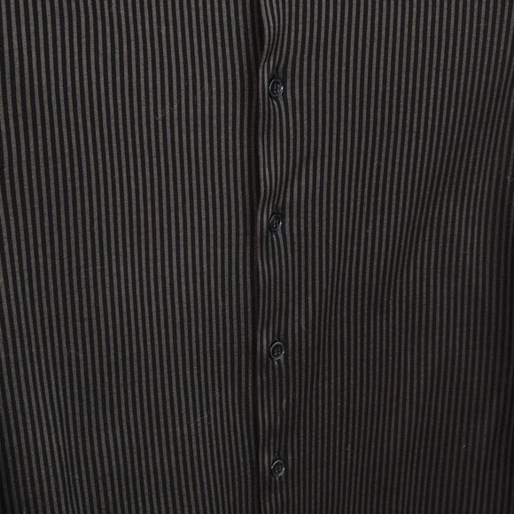 Armani Collezioni Grey and Black Striped Jersey Button-Up Shirt - Picture 9 of 10